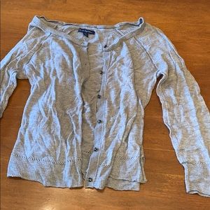 Gray American eagle button up cardigan